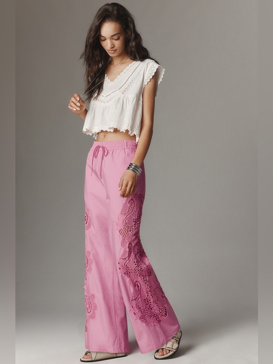 Maeve Pants - Maeve The Brooklin Embroidered Track Pants Size M